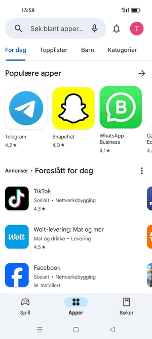 Velg søkefelt