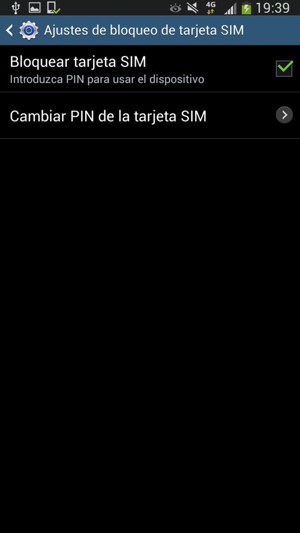 Seleccione Cambiar PIN de la tarjeta SIM