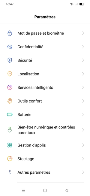 Faites défiler et sélectionnez Sécurité