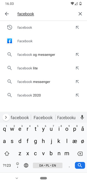 Indtast navnet på appen og vælg Søg