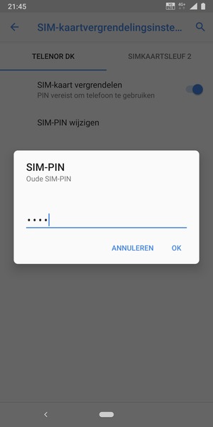 Voer uw Oude SIM-PIN in en selecteer OK