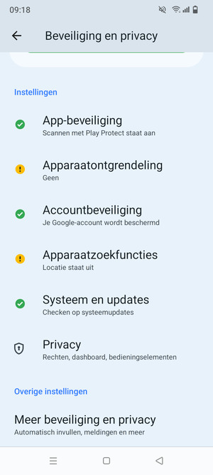 Om de pin voor de simkaart te wijzigen, ga naar het Beveiliging en privacy-menu en scroll naar en selecteer Meer beveiliging en privacy