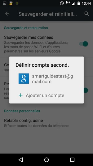 Sélectionnez votre compte de sauvegarde