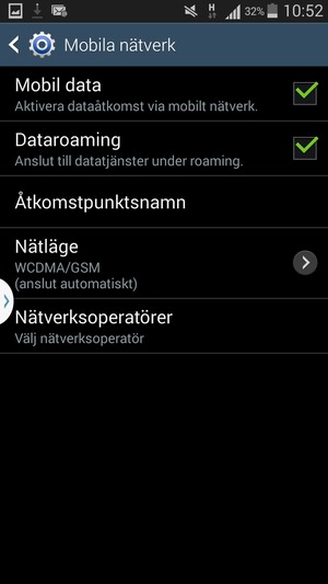 Slå på eller stäng av Dataroaming