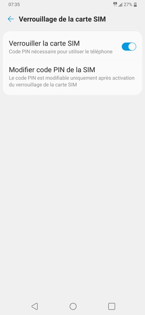 Sélectionnez Modifier code PIN de la SIM