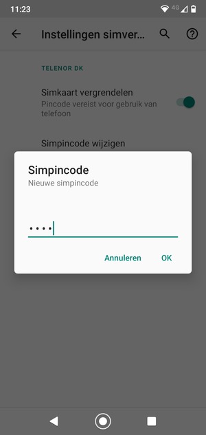Voer uw Nieuwe simpincode in en selecteer OK