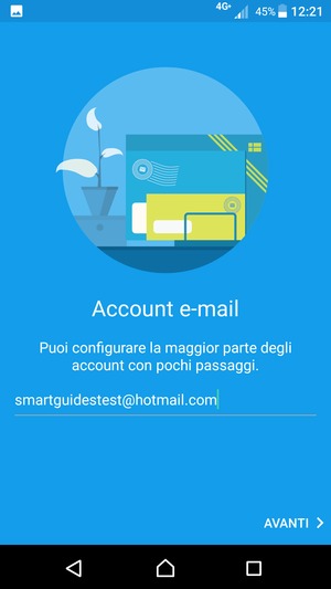 Inserisci il tuo indirizzo Hotmail e seleziona AVANTI