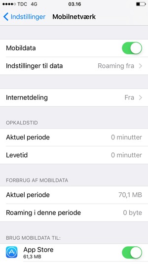 Vælg Indstillinger til data