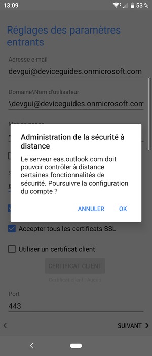 Sélectionnez OK