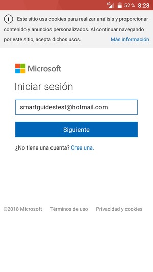 Introduzca su Dirección de correo electrónico y seleccione Siguiente