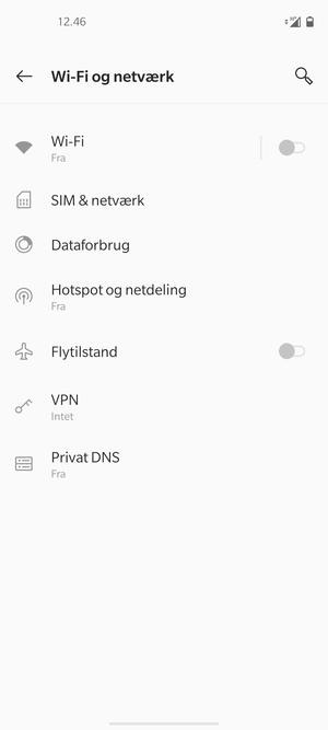 Vælg SIM & netværk