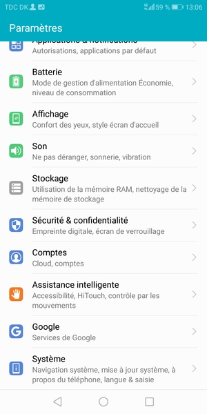Faites défiler et sélectionnez Système