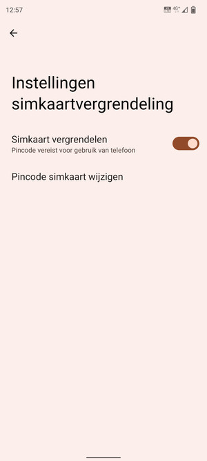 Selecteer  Pincode simkaart wijzigen