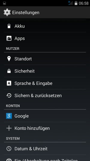 Scrollen Sie und wählen Sie Sichern & zurücksetzen