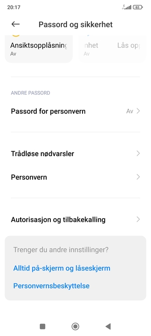 Bla til og velg Personvern