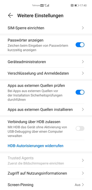 Wählen Sie SIM-Sperre einrichten