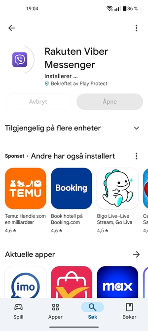 Vent til installasjonen er ferdig