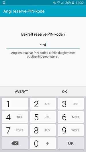 Bekreft Reserve-PIN-kode og velg OK