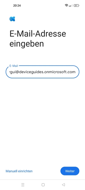 Geben Sie Ihre E-Mail-Adresse ein und wählen Sie Manuell einrichten