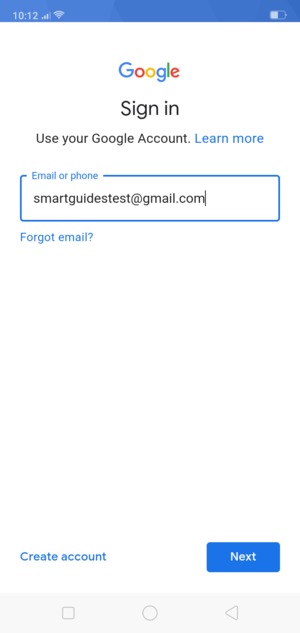 Enter your Gmail address and select Next