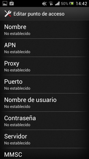 Introduzca la información de Internet