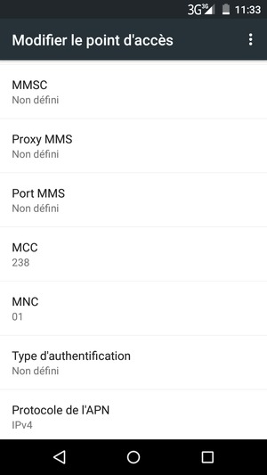 Faites défiler vers le bas et saisissez les informations MMS
