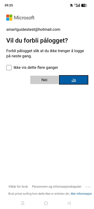 Velg ønsket alternativ