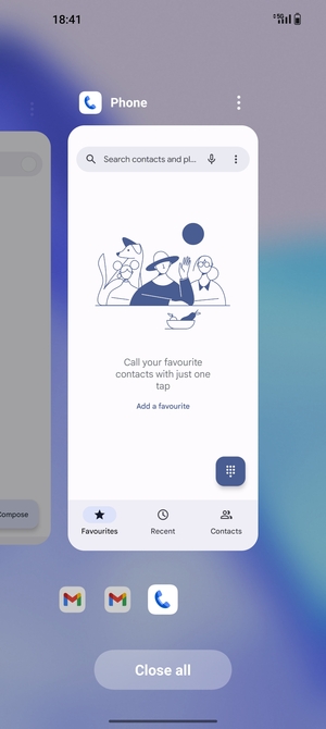 Select Close all to close all running apps