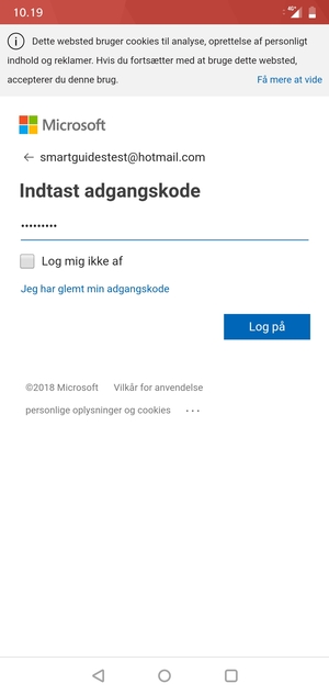 Indtast din adgangskode og vælg Log på