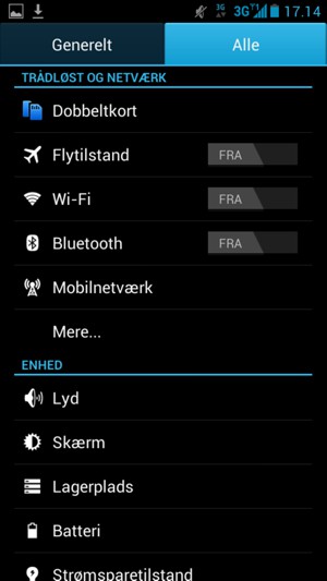 Vælg Alle og Wi-Fi