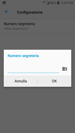 Inserisci Numero segreteria e seleziona OK