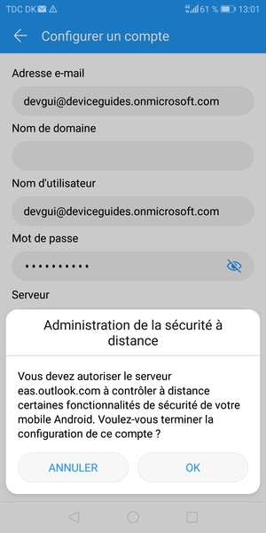 Sélectionnez OK