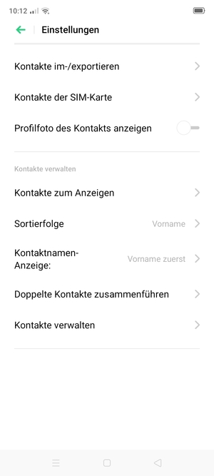 Wählen Sie Kontakte der SIM-Karte