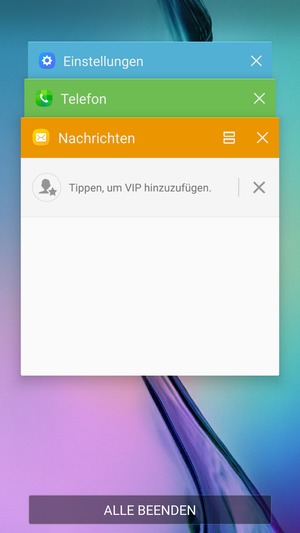 Wählen Sie ALLE BEENDEN