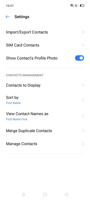 Select SIM Card Contacts