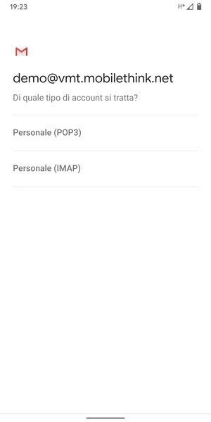 Seleziona Personale (POP3) o Personale (IMAP)