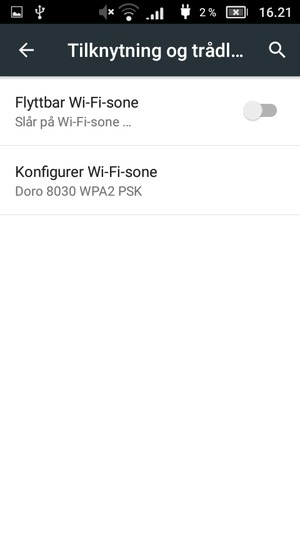 Velg Konfigurer Wi-Fi-sone