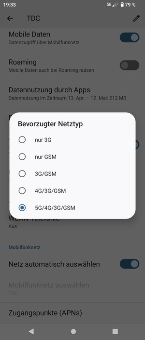 Wählen Sie die gewünschte Option