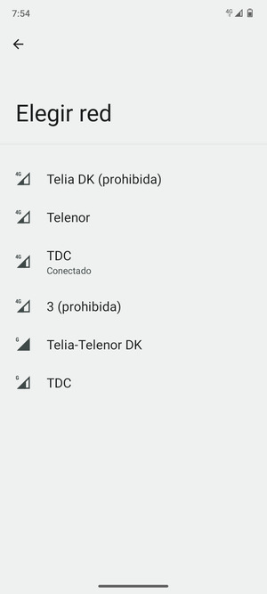 Seleccione un operador de red de la lista