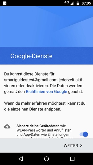 Wählen Sie WEITER