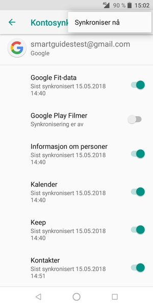 Velg Synkroniser nå