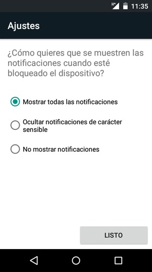 Seleccione la opción deseada y seleccione LISTO