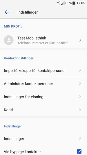 Vælg Importér/eksportér kontaktpersoner