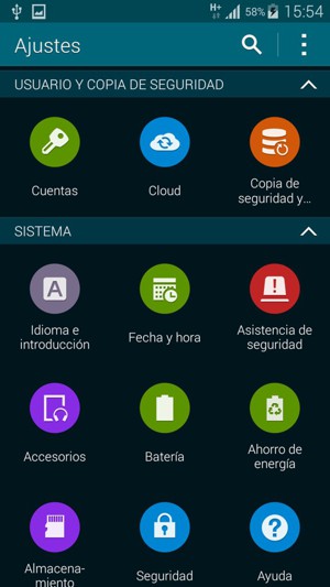 Desplácese y seleccione Cuentas