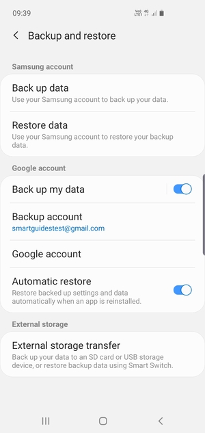 Select Backup account