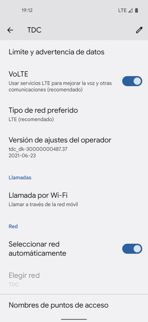 Desplácese y seleccione Tipo de red preferido