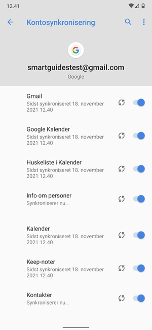 Dine oplysninger vil blive synkroniseret