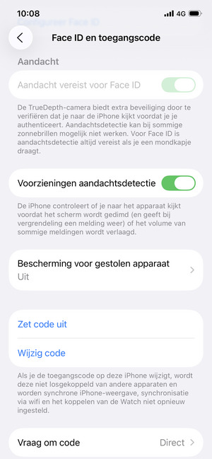 Scroll naar en selecteer Wijzig code