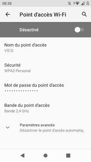 Sélectionnez Mot de passe du point d'accès