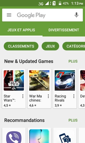 Sélectionnez la barre de Recherche